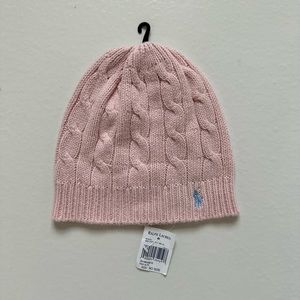 Ralph Lauren Pink Cable Knit Beanie Kids One Size
